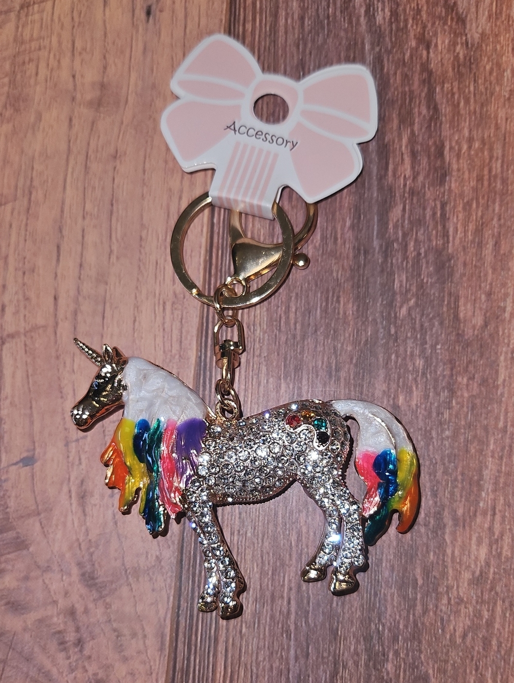Unicorn Keychain with Rainbow Accents